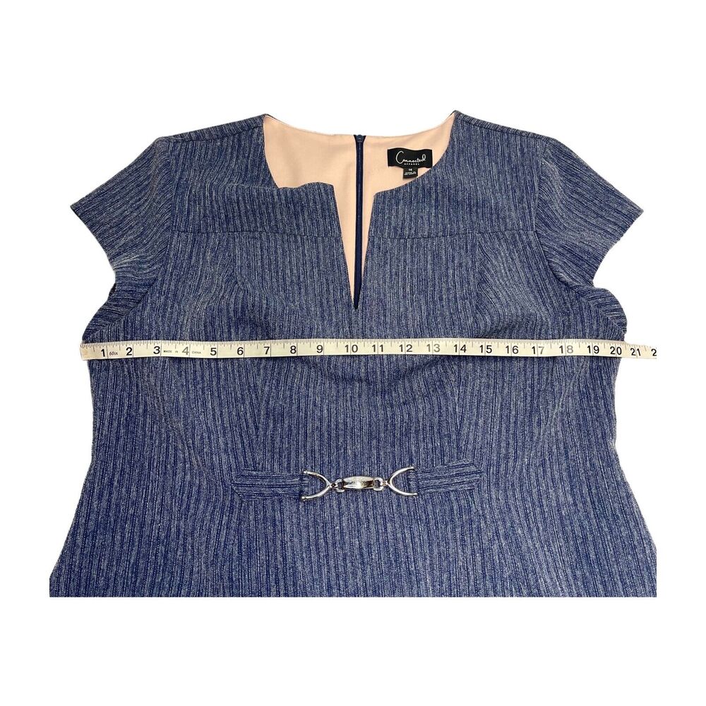 Connected Apparel Shift Dress Women's Medium Blue Polyester Stretch Back Zip - Picture 5 of 8
